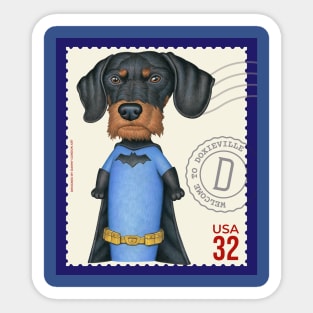 Cute superhero Dachshund with bat on chest Sticker